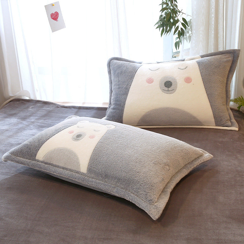HKM-348947 Double-sided Fleece Winter Pillowcase, Coral Fleece, 48x74cm, Available Single or Pair