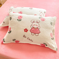 HKM-348947 Double-sided Fleece Winter Pillowcase, Coral Fleece, 48x74cm, Available Single or Pair