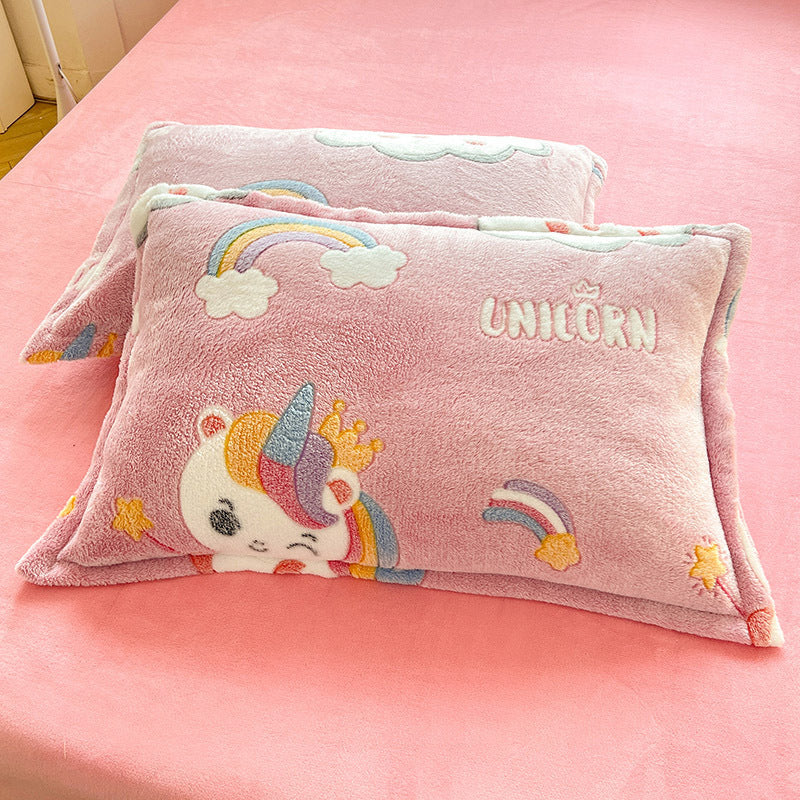 HKM-348947 Double-sided Fleece Winter Pillowcase, Coral Fleece, 48x74cm, Available Single or Pair