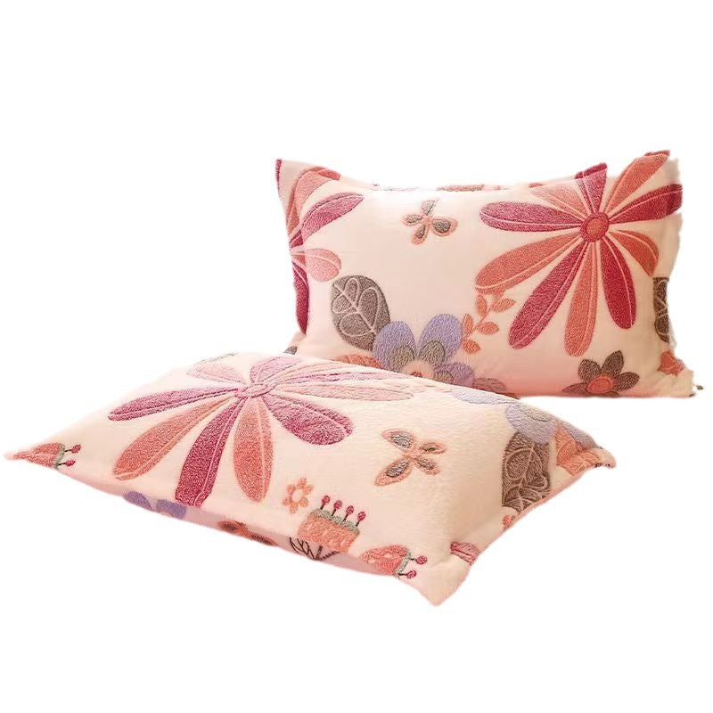 HKM-348947 Double-sided Fleece Winter Pillowcase, Coral Fleece, 48x74cm, Available Single or Pair