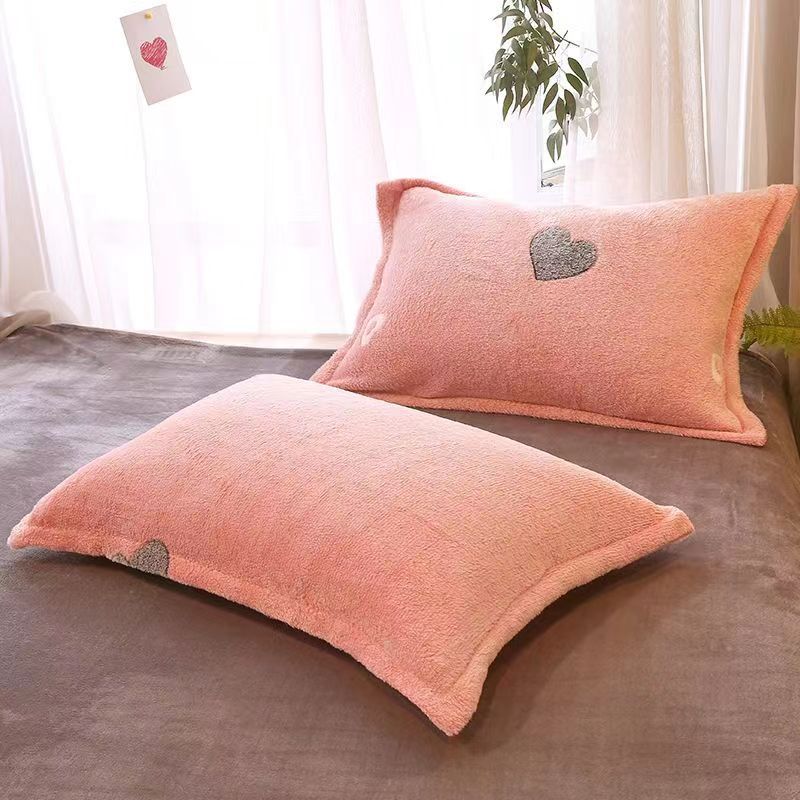 HKM-348947 Double-sided Fleece Winter Pillowcase, Coral Fleece, 48x74cm, Available Single or Pair