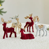 HKM-349011 Christmas Sequined Elk Decor with Flocking Detail - Various Styles Available