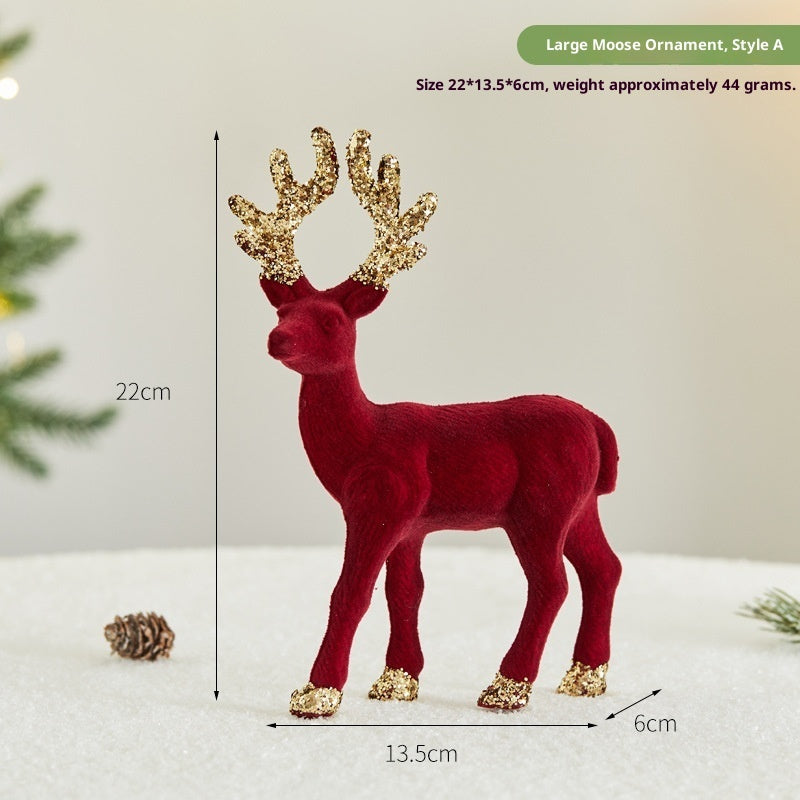 HKM-349011 Christmas Sequined Elk Decor with Flocking Detail - Various Styles Available
