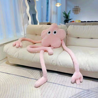 HKM-349011 Plush Cartoon Anime Pillow Doll - Long Legs Briquette, Pink Flower, or Small Yellow Star - Creative Sofa Bedroom Accent