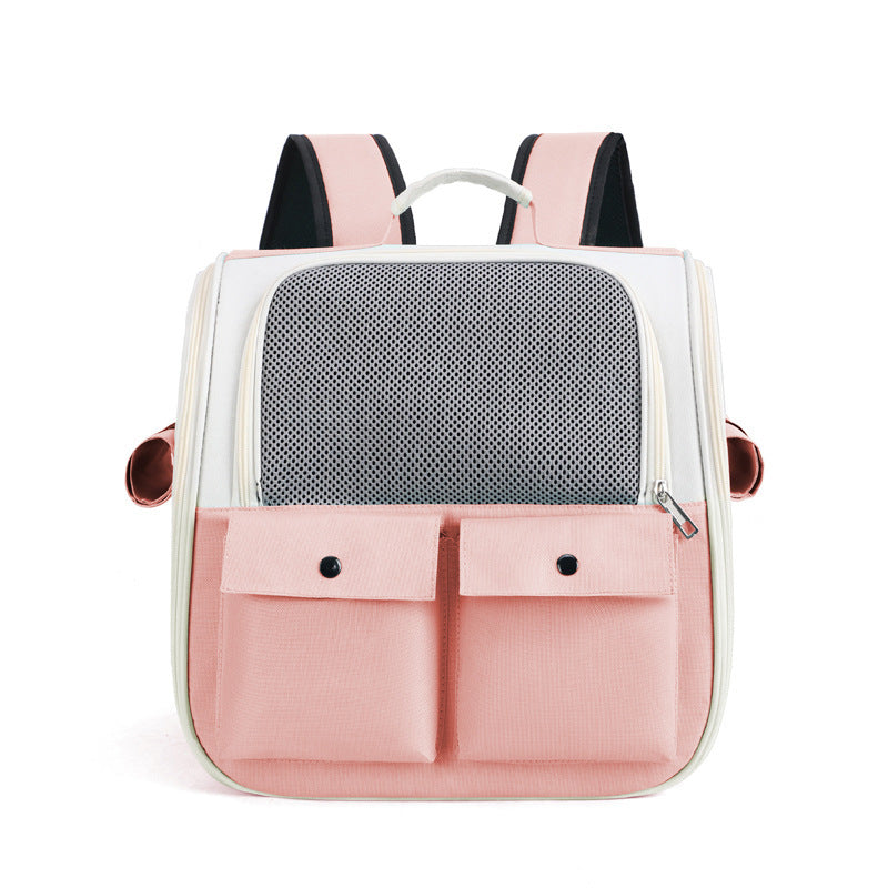 HKM-349075 Portable Folding Pet Backpack Bag - Breathable Oxford Cloth for Cats and Dogs in Various Colors