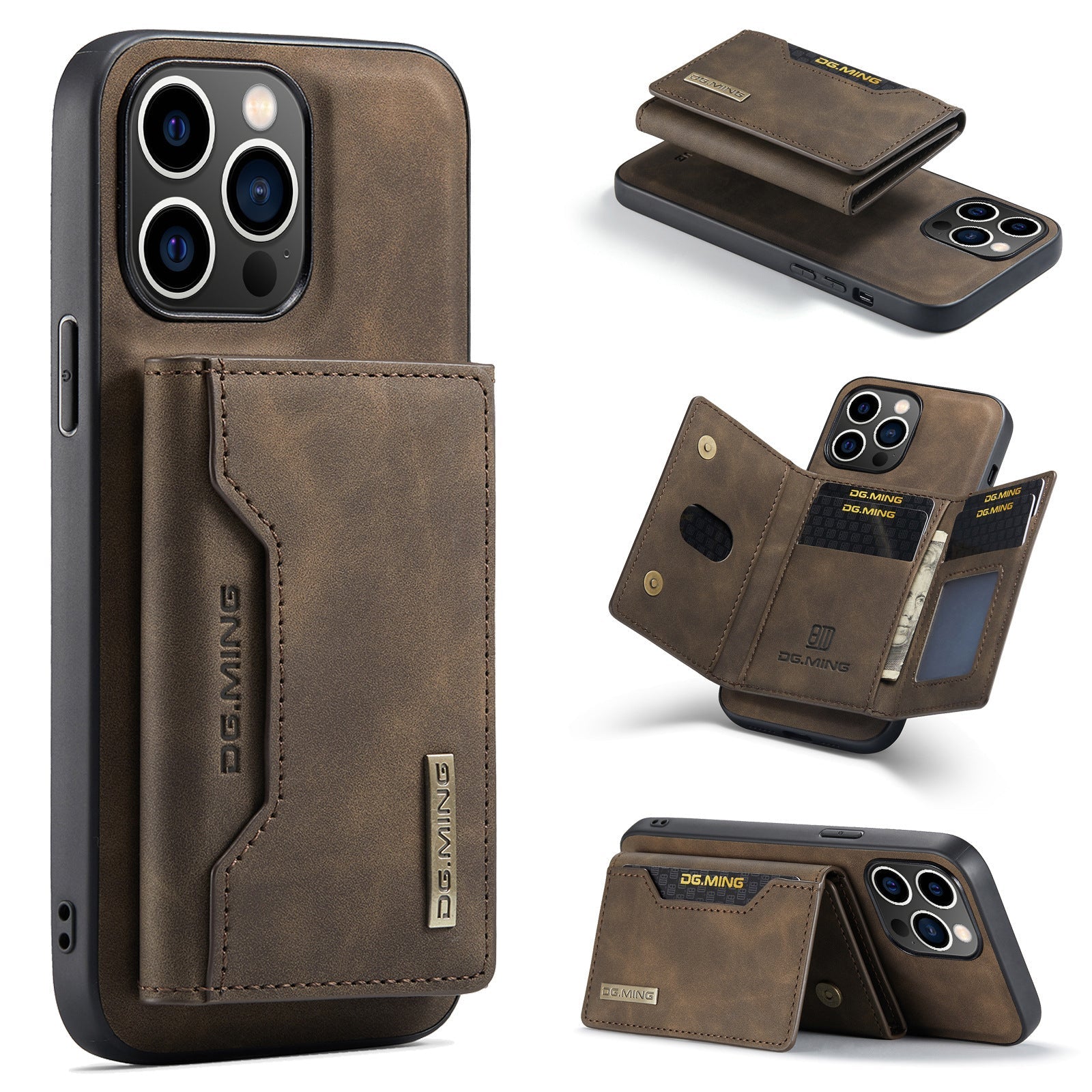 HKM-349139 Magnetic Multi-Function Card Holder Case for iPhone Models, PU Leather Protection in Various Colors