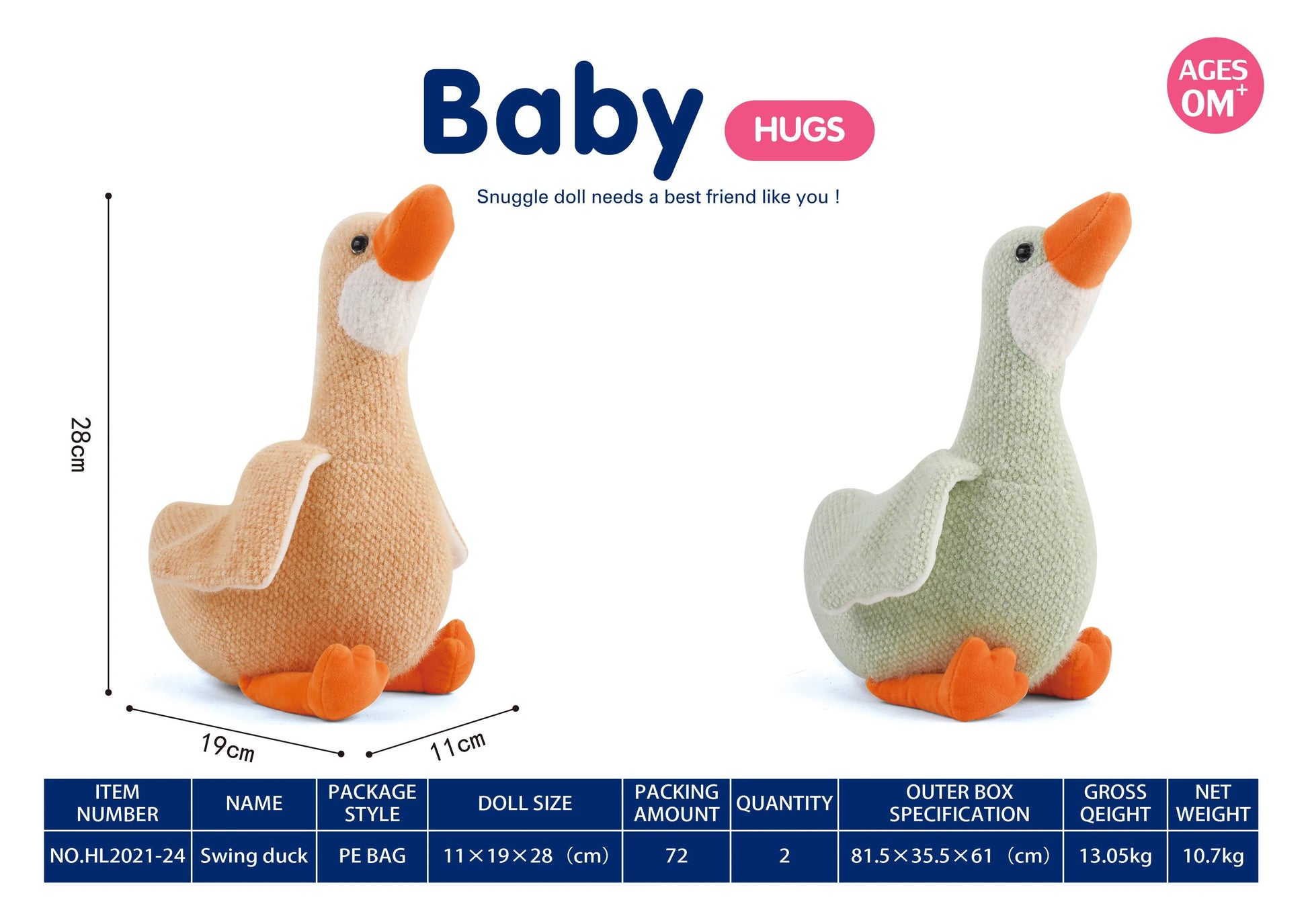 KTX-349139 Soft Plush Cartoon Duck Stuffed Animal Pillow for Babies and Kids, Fluffy Doll, Ideal Gift