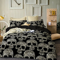 HKM-349203 Cartoon Anime Rose Skull Bedding Set - Available in Multiple Sizes