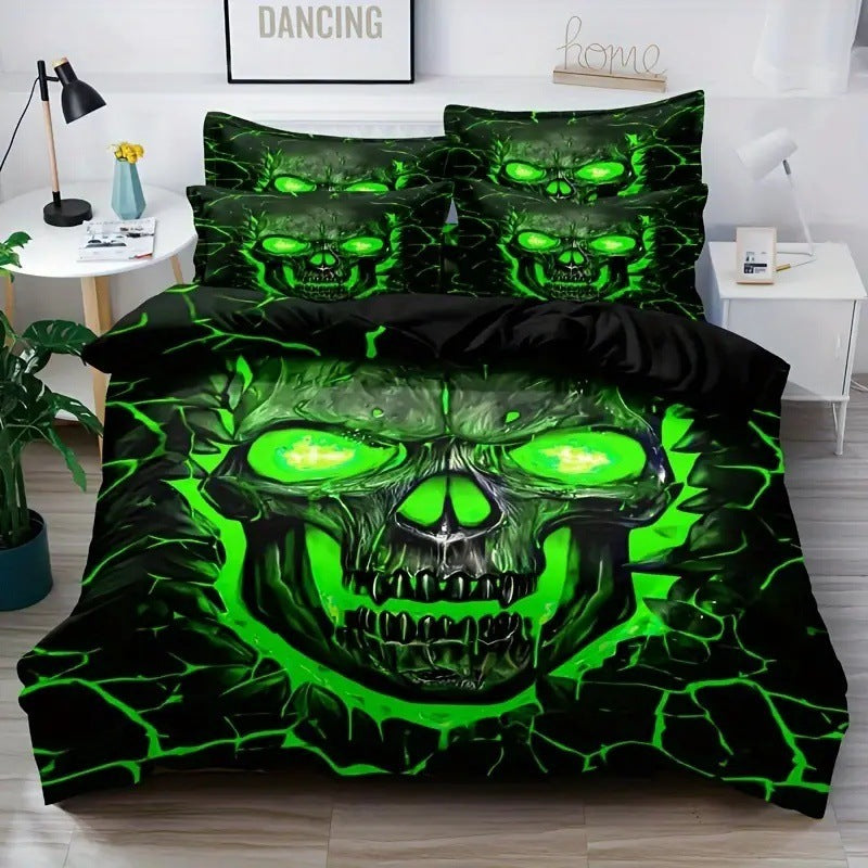 HKM-349203 Cartoon Anime Rose Skull Bedding Set - Available in Multiple Sizes