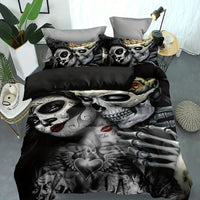 HKM-349203 Cartoon Anime Rose Skull Bedding Set - Available in Multiple Sizes