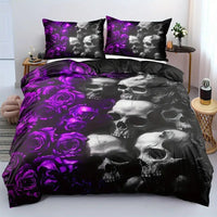 HKM-349203 Cartoon Anime Rose Skull Bedding Set - Available in Multiple Sizes
