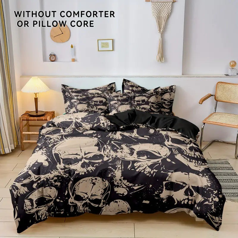 HKM-349203 Cartoon Anime Rose Skull Bedding Set - Available in Multiple Sizes