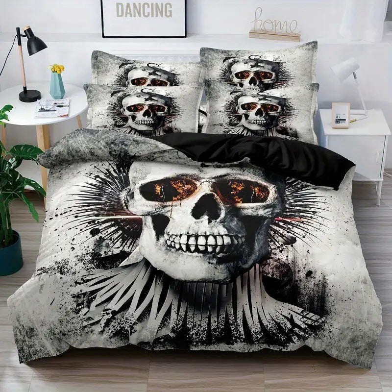 HKM-349203 Cartoon Anime Rose Skull Bedding Set - Available in Multiple Sizes