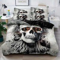 HKM-349203 Cartoon Anime Rose Skull Bedding Set - Available in Multiple Sizes