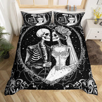 HKM-349203 Cartoon Anime Rose Skull Bedding Set - Available in Multiple Sizes