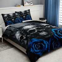HKM-349203 Cartoon Anime Rose Skull Bedding Set - Available in Multiple Sizes