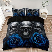 HKM-349203 Cartoon Anime Rose Skull Bedding Set - Available in Multiple Sizes