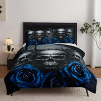 HKM-349203 Cartoon Anime Rose Skull Bedding Set - Available in Multiple Sizes