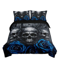 HKM-349203 Cartoon Anime Rose Skull Bedding Set - Available in Multiple Sizes