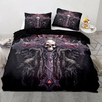 HKM-349203 Cartoon Anime Rose Skull Bedding Set - Available in Multiple Sizes