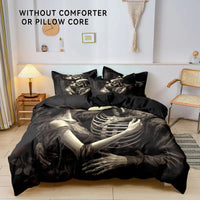 HKM-349203 Cartoon Anime Rose Skull Bedding Set - Available in Multiple Sizes