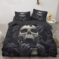 HKM-349203 Cartoon Anime Rose Skull Bedding Set - Available in Multiple Sizes