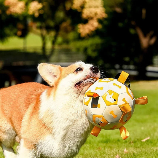 HKM-349395 Interactive Dog Football Toy for Outdoor Play and Training - Durable PU Material with Cute Designs