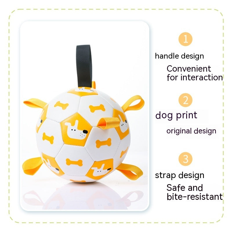 HKM-349395 Interactive Dog Football Toy for Outdoor Play and Training - Durable PU Material with Cute Designs