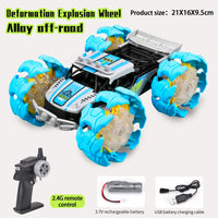 HKM-349459 RC Stunt Car with Remote Control, LED Lights, Off-Road Capabilities - Ready-to-Go, Metal and Plastic, Indoor/Outdoor Fun