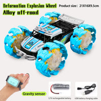 HKM-349459 RC Stunt Car with Remote Control, LED Lights, Off-Road Capabilities - Ready-to-Go, Metal and Plastic, Indoor/Outdoor Fun