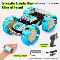 HKM-349459 RC Stunt Car with Remote Control, LED Lights, Off-Road Capabilities - Ready-to-Go, Metal and Plastic, Indoor/Outdoor Fun