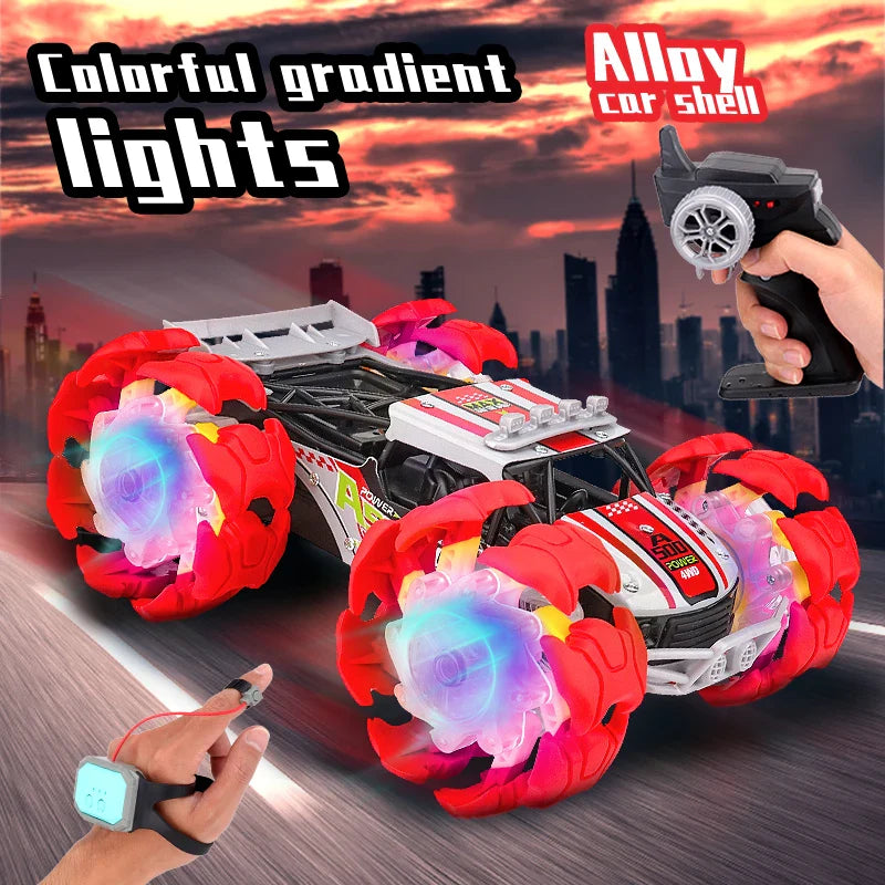 HKM-349459 RC Stunt Car with Remote Control, LED Lights, Off-Road Capabilities - Ready-to-Go, Metal and Plastic, Indoor/Outdoor Fun