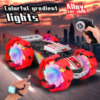 HKM-349459 RC Stunt Car with Remote Control, LED Lights, Off-Road Capabilities - Ready-to-Go, Metal and Plastic, Indoor/Outdoor Fun
