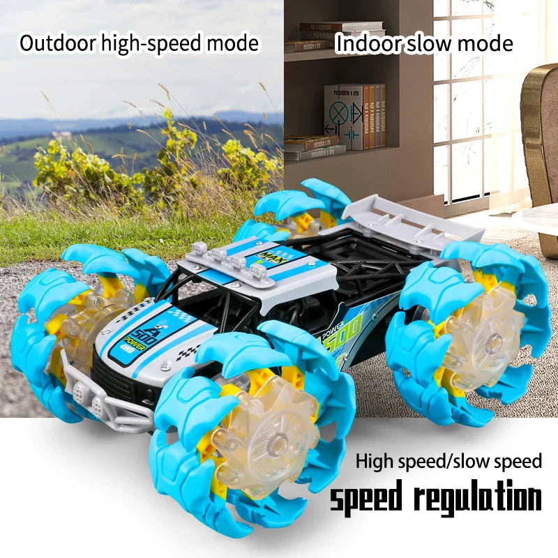 HKM-349459 RC Stunt Car with Remote Control, LED Lights, Off-Road Capabilities - Ready-to-Go, Metal and Plastic, Indoor/Outdoor Fun