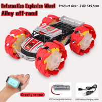 HKM-349459 RC Stunt Car with Remote Control, LED Lights, Off-Road Capabilities - Ready-to-Go, Metal and Plastic, Indoor/Outdoor Fun