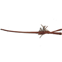 HKM-349523 Leather Woven Horsewhip - Portable Cowhide Tool in Brown, 85 cm Length