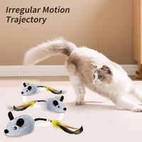 HKM-349651 Interactive Cat Toys Mouse For Indoor Cats Rechargeable LED Cat Mouse Toy Feather Bell Tail Lifelike Electric Automatic Moving Mouse Cat Toy For All Breeds Cat Boredom Exercise