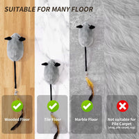 HKM-349651 Interactive Cat Toys Mouse For Indoor Cats Rechargeable LED Cat Mouse Toy Feather Bell Tail Lifelike Electric Automatic Moving Mouse Cat Toy For All Breeds Cat Boredom Exercise