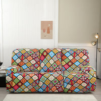 HKM-349843 Three-Seat Polyester Sofa Cover with Vibrant Patterns and Modern Design