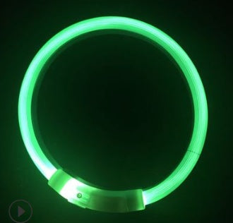HKM-350035 LED USB Charging Night Light Dog Collar for All Breeds - Adjustable Length with Colorful Gradient