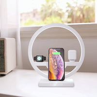 HKM-350099 3 in 1 Wireless Quick Charger for iPhone X XR, Apple Watch & AirPods with LED Indicator - White/Black