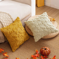 HKM-350099 Solid Color Three-Dimensional Embroidered Maple Leaf Pillowcase - Beige, Turmeric, Sugar Brown, 45x45cm, 50x50cm, 30x50cm