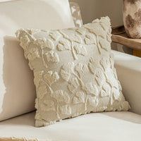 HKM-350099 Solid Color Three-Dimensional Embroidered Maple Leaf Pillowcase - Beige, Turmeric, Sugar Brown, 45x45cm, 50x50cm, 30x50cm