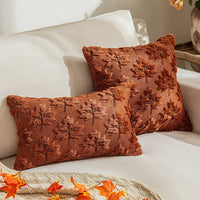 HKM-350099 Solid Color Three-Dimensional Embroidered Maple Leaf Pillowcase - Beige, Turmeric, Sugar Brown, 45x45cm, 50x50cm, 30x50cm
