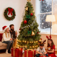 HKM-350163 Green Spray White Snowflake Pine Needle Christmas Tree - 150CM, 180CM & 210CM, Slim Design for Small Spaces