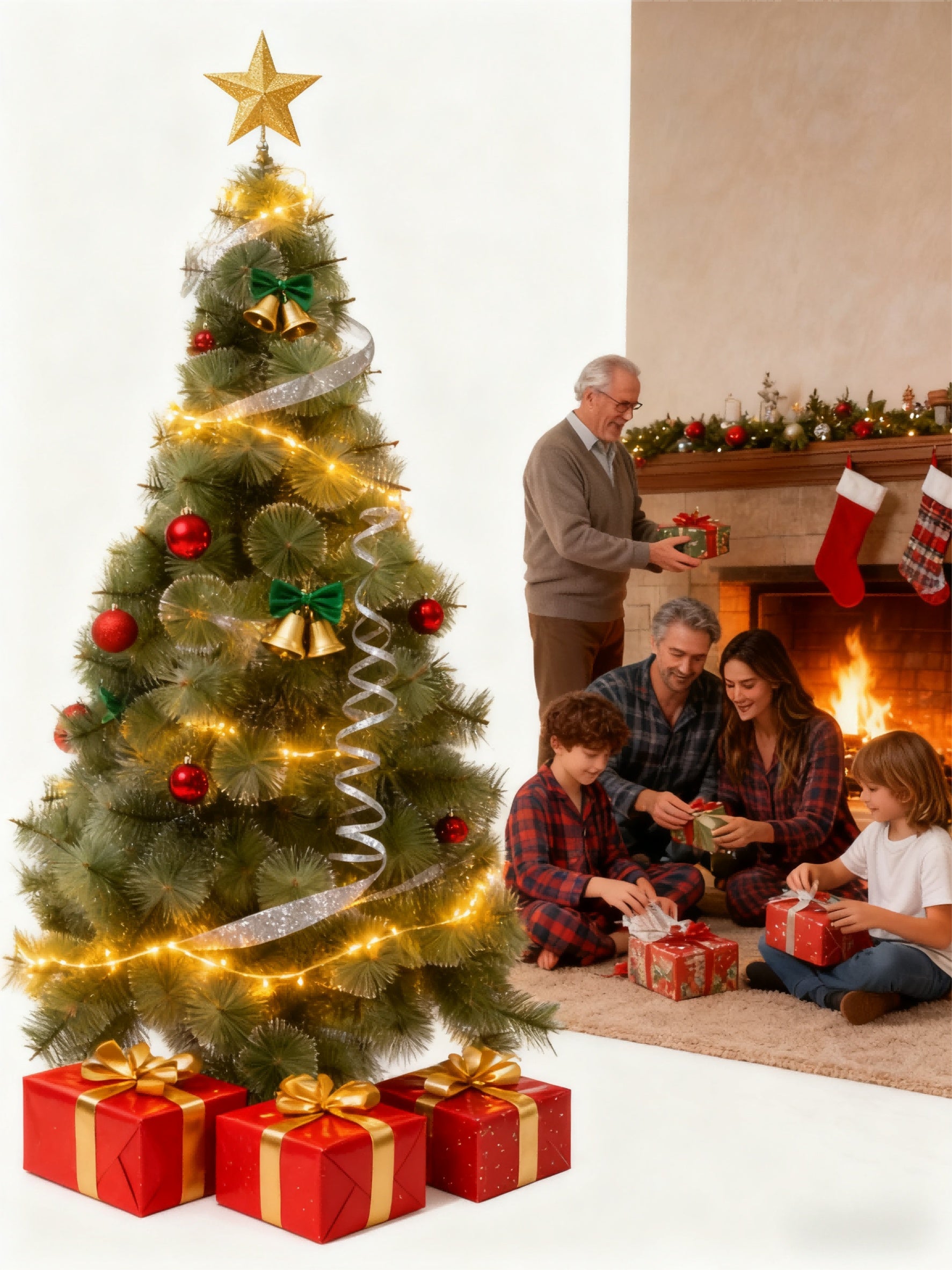 HKM-350163 Green Spray White Snowflake Pine Needle Christmas Tree - 150CM, 180CM & 210CM, Slim Design for Small Spaces