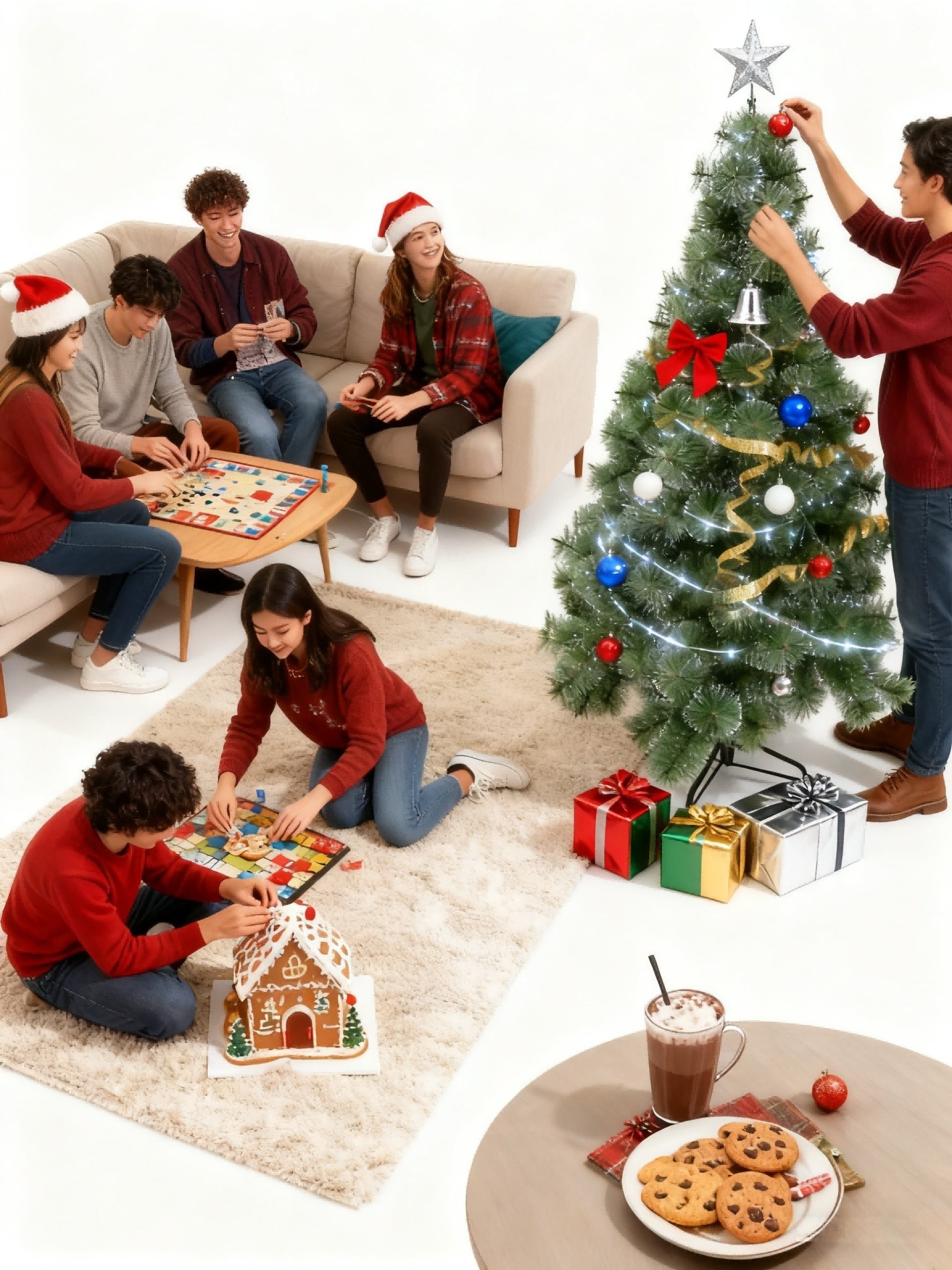 HKM-350163 Green Spray White Snowflake Pine Needle Christmas Tree - 150CM, 180CM & 210CM, Slim Design for Small Spaces