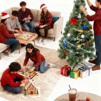 HKM-350163 Green Spray White Snowflake Pine Needle Christmas Tree - 150CM, 180CM & 210CM, Slim Design for Small Spaces