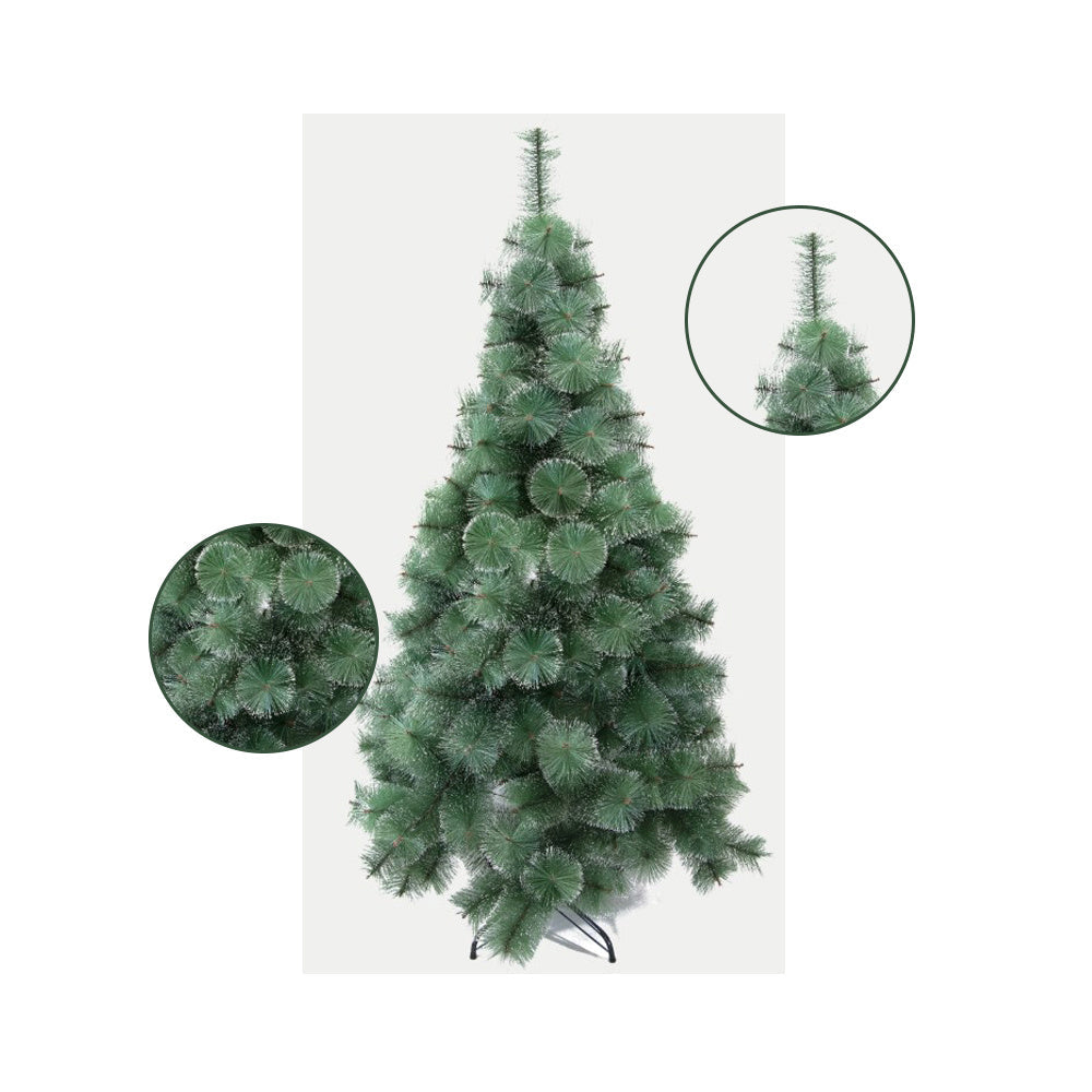 HKM-350163 Green Spray White Snowflake Pine Needle Christmas Tree - 150CM, 180CM & 210CM, Slim Design for Small Spaces