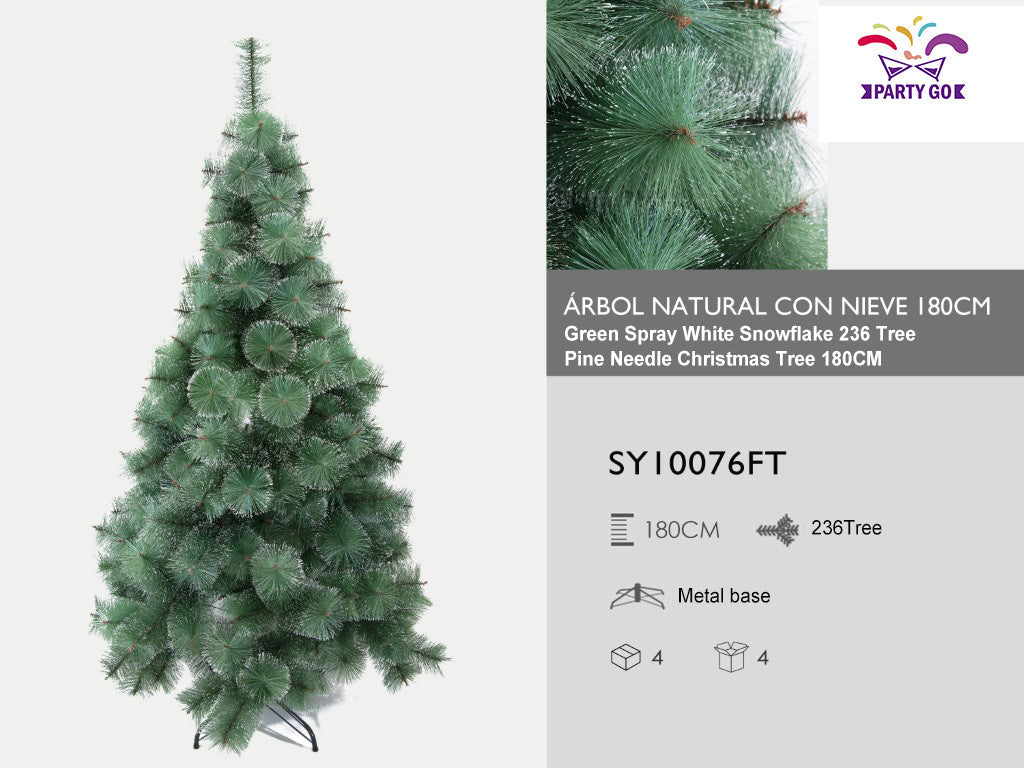 HKM-350163 Green Spray White Snowflake Pine Needle Christmas Tree - 150CM, 180CM & 210CM, Slim Design for Small Spaces